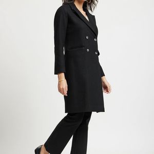 Fable street Double Breasted Overcoat Black