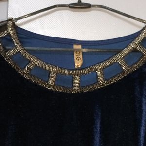 Blue Velvet Body-con Party Wear