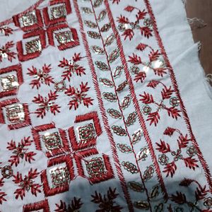 Neck Embroidery Patch White And Red Colour