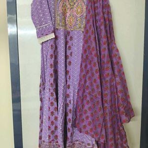 NewUnused Purecotton Schiffli Heavy Anarkali Suit