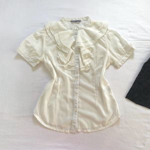 Mast & Harbour Victorian Collar Korean Shirt Top