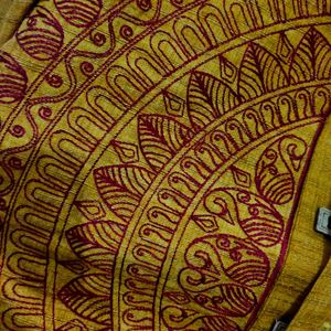 Mustard Coloured Embroidery Kurta With Red Pajama