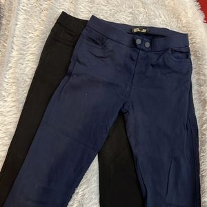 Combo 3 Trousers Ankle Length In Black Grey Blue