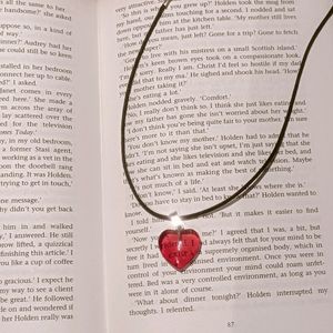 y2k Red Glass heart pendant Necklace 🍓