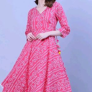 💓 Pink Anarkali Kurta with Side Dori