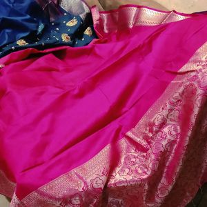 Zari Work Satin Silk Saree_festive Wear