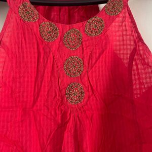 Red Embroidery Top