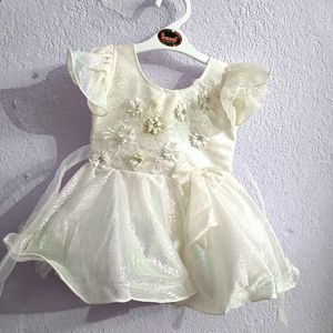 White Soft Frock For Baby Girl