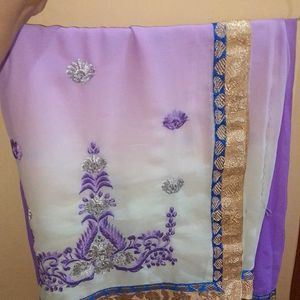 Polyester embroidery Saree