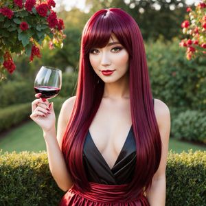 Imported! Women's Long Straight Wine Red Wig