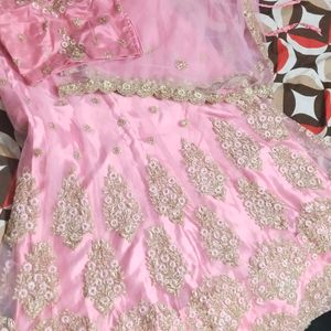 Women's Pink Embroided Lehenga Choli