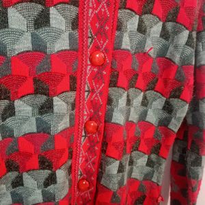 Machine Woven Pattern Button-down cardigan