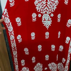 Red ♥️ CLR Modal Handwork Lucknowi Kurti