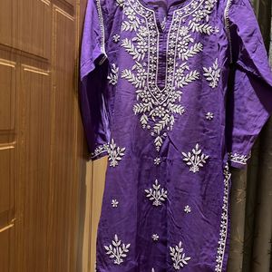 Purple Chikankari Kurta