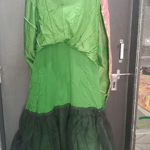 Women's Pink & Green Colour Dress Gown