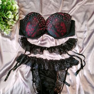 Lasenza Black Fancy Lingerie Set