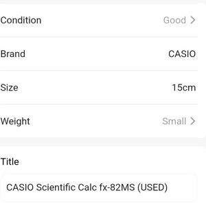 CASIO Scientific Calc fx-82MS (USED)