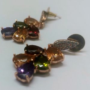 Multicolor CZ 18K Gold Plated Dangle Drop earrings