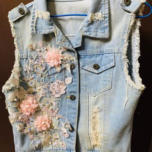 Denim Floral Patchwork Jacket