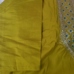 Roman Silk Lime Green Suit With Seq Dupatta