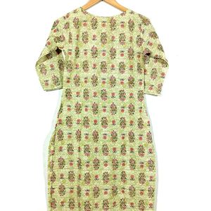 Light Green Floral Kurta Set (Women)