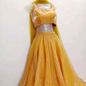 Organza Mustard Lehenga Choli