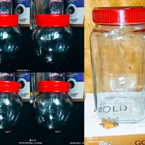 five small glass jar , container one big glas