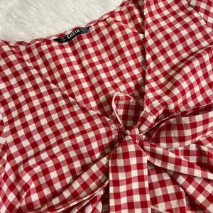 Shein Red Gingham Top