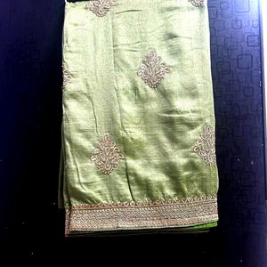Beautiful Embroidery Work Saree With Heavy Blouse