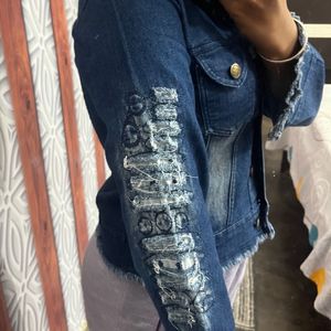 Blue Denim Crop Jacket