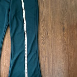 Green Bootcut Ribbed Trousers