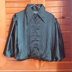 Totally New Teal Satin Premium Shirt for Women