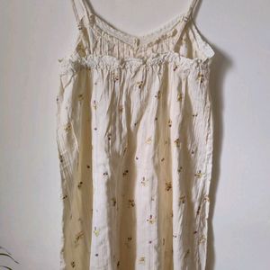 Floral print cream long slip