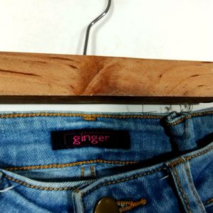 Ginger Blue Mid Rise Casual Jeans (Women)