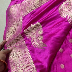 Gajji Silk Saree With Blouse 38 Siz Hot Pink Colou