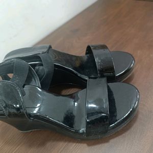 Super Black Wedge Sandal