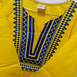 Embroided Yellow Kurta Xl