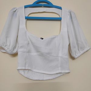 Mast & Harbour CloudWhite Sweetheart Neck Crop Top