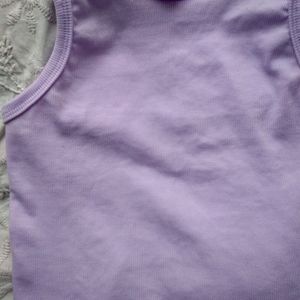 Lavender Half Sleeves Crop Top