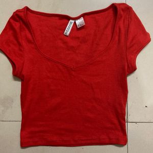 H&M Red Fitted Top