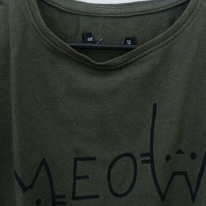 Olive Meow Crop Top