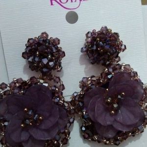 Big Flower Purple Earrings