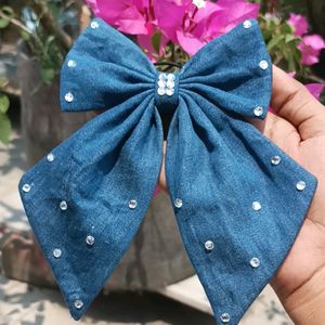 Denim Scrunchie+Bow Combo