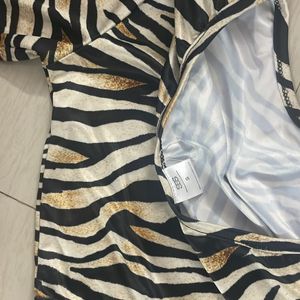 Tiger Print Body Con One Shoulder Dress