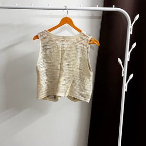 New Beige Crochet Vest Top