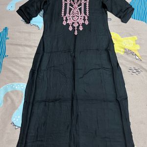 Embroidered Black Kurta