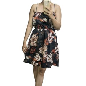 Brown Floral Printed Dress