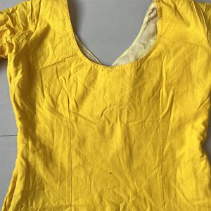 Yellow Cotton Based Kurti