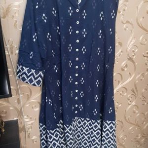 Women's Cotton Ikat Printed A-Line Kurta