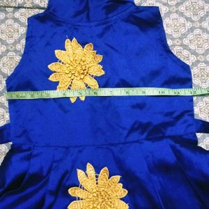 Ink Blue Color Silk Cotton Frock